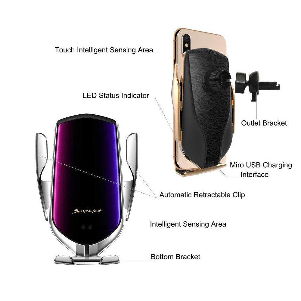 Silver Simple fast wireless car charger